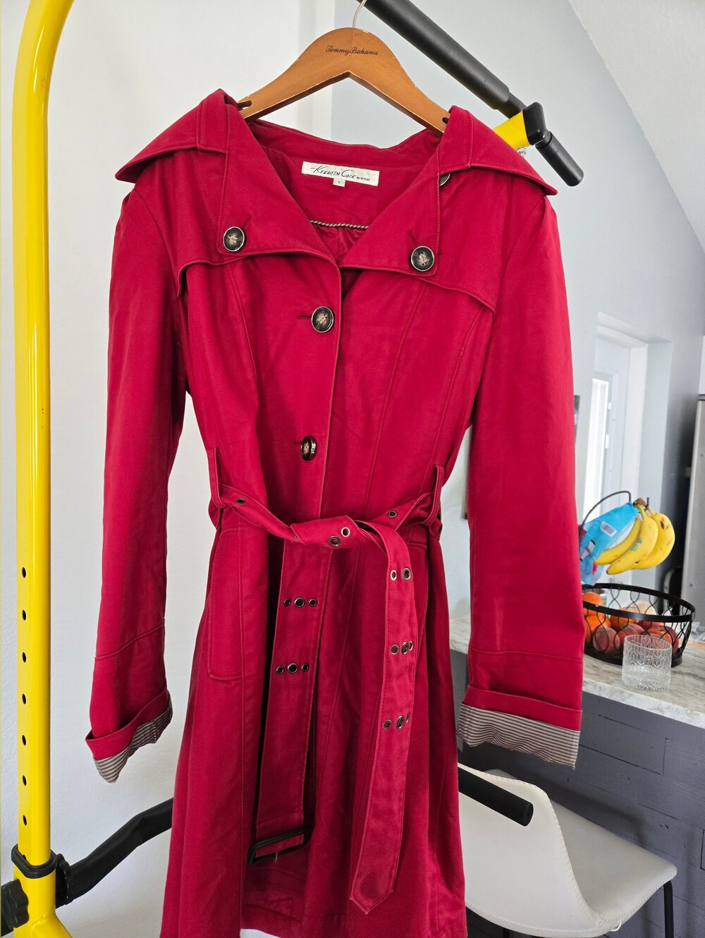 Kenneth Cole Red Trench Coat with Belt
